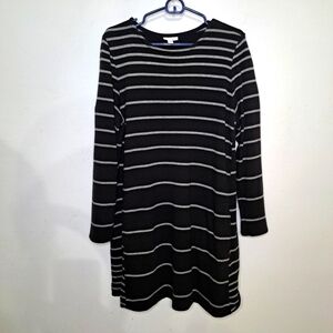 J jill black and grey striprd sweatshirt with pockets